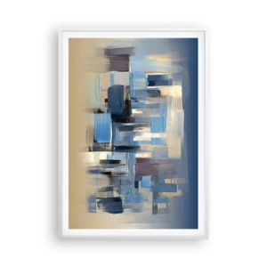 Affiche dans un cadre blanc - Poster - Construction bleue - 70x100 cm