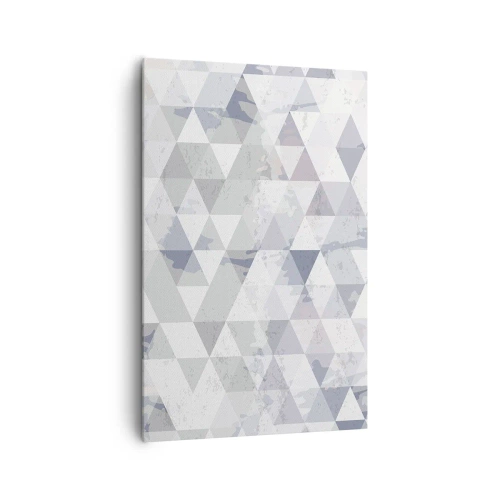 Impression sur toile - Image sur toile - Motif géométrique triangulaire dans des tons pastel - 80x120cm - En rythme de trois - Décoration murale moderne pour le salon et la chambre ARTTOR