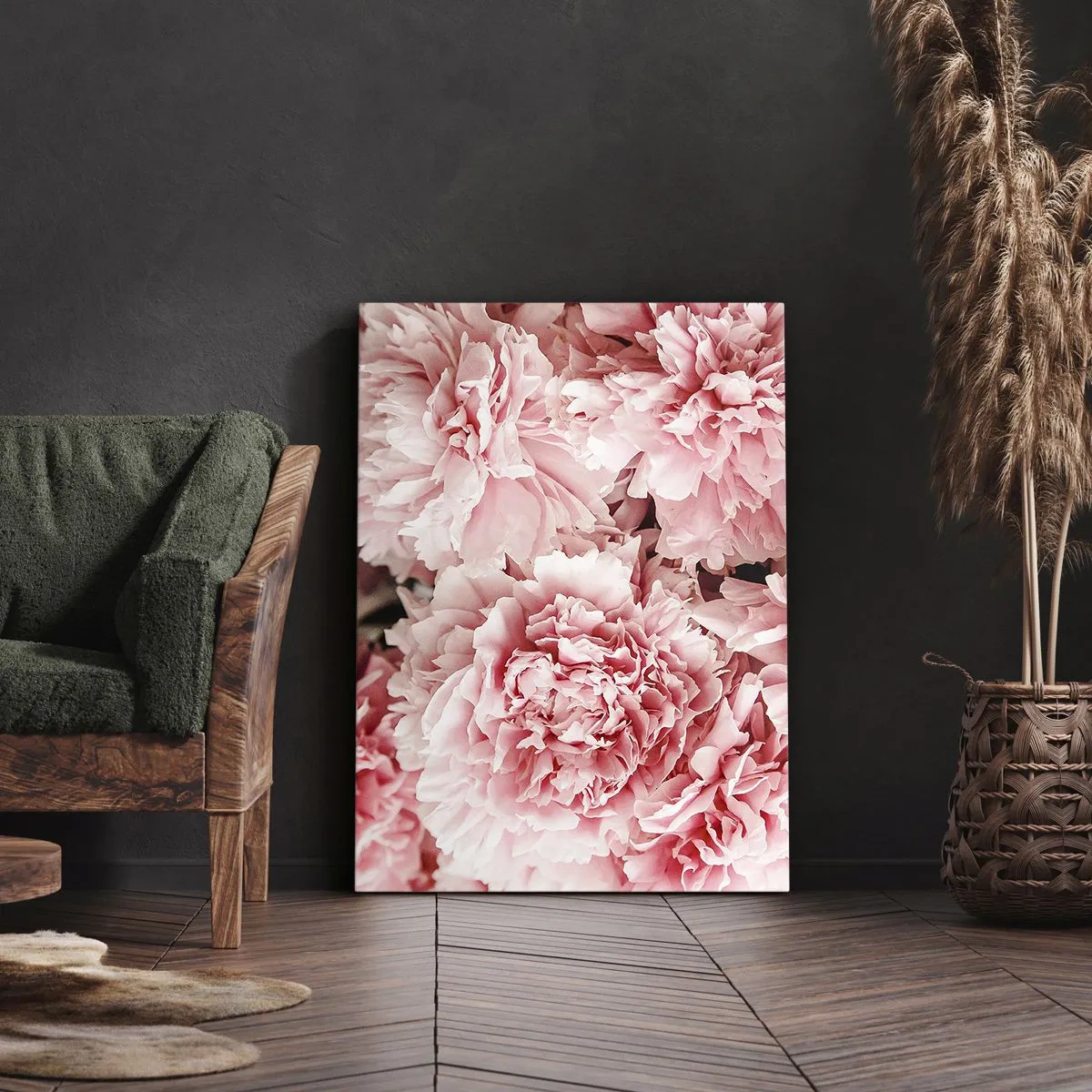 Impression sur toile - Image sur toile - Pivoines roses subtiles dans un décor délicat - 50x70cm - Rêve rose - Décoration murale moderne pour le salon et la chambre ARTTOR