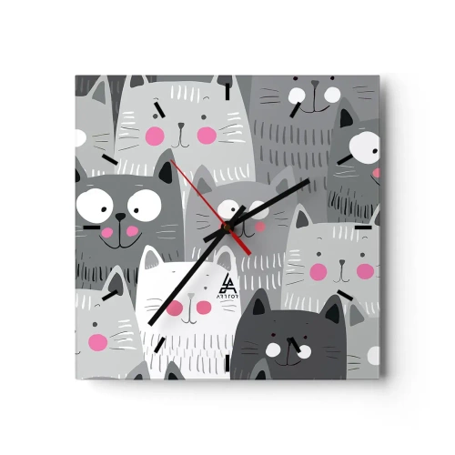 Horloge murale - Pendule murale - Le monde des chats - 40x40 cm