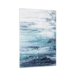 Impression sur verre - Image sur verre - Des stries bleues et blanches abstraites ressemblant à des glaçons - 70x100cm - Une glace bleue - Décoration murale moderne pour le salon et la chambre ARTTOR