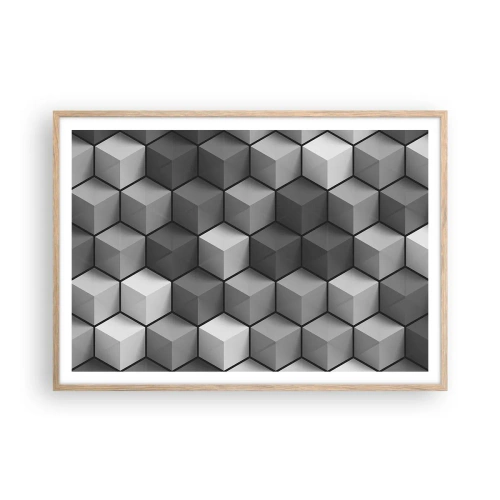 Affiche dans un chêne clair - Poster - Puzzle cubiste - 100x70 cm