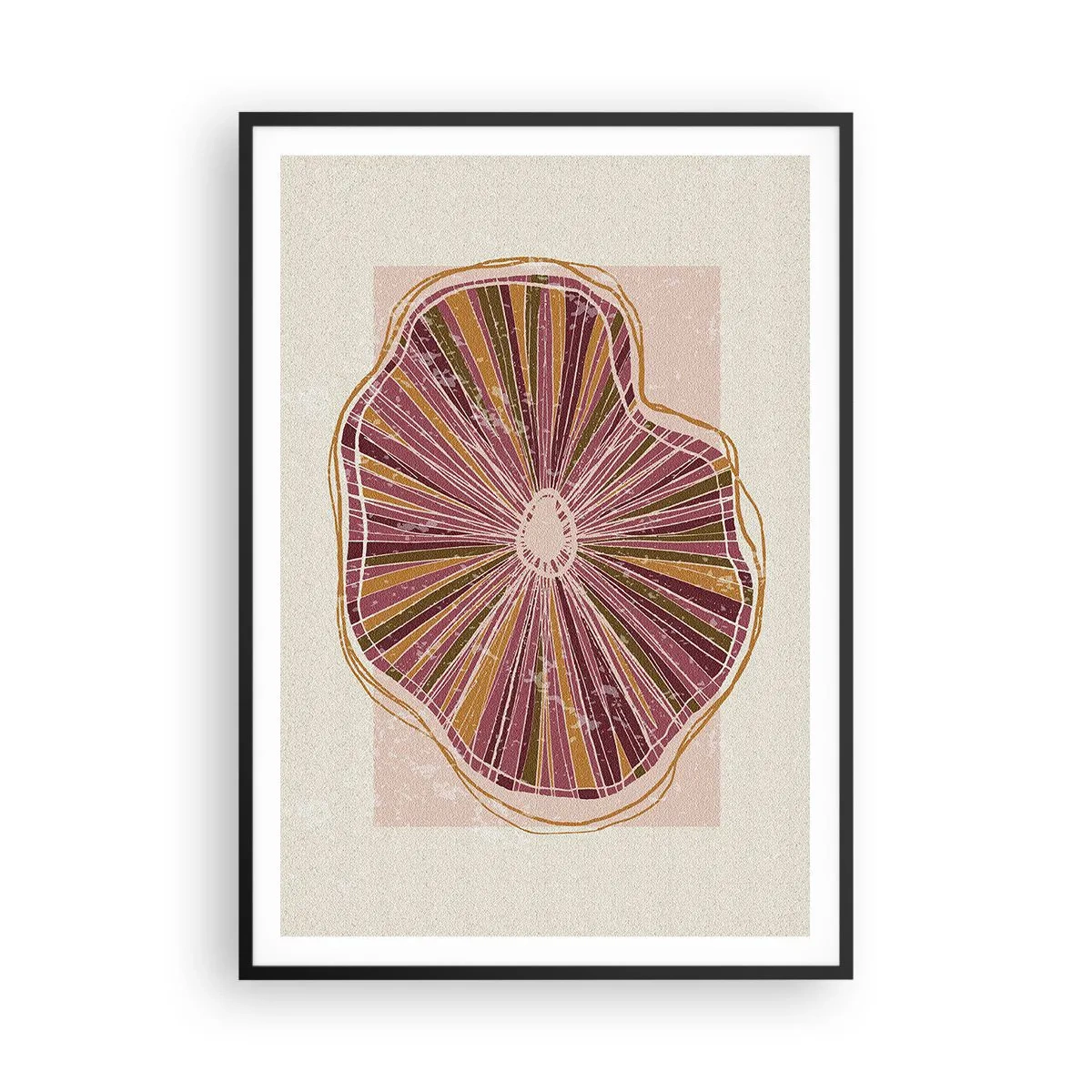 Affiche dans un cadre noir - Poster - Abstraction rayonnante - 70x100 cm