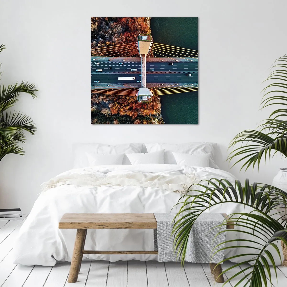 Impression sur toile - Image sur toile - Au dessus de l'eau et de la forêt - 40x40 cm