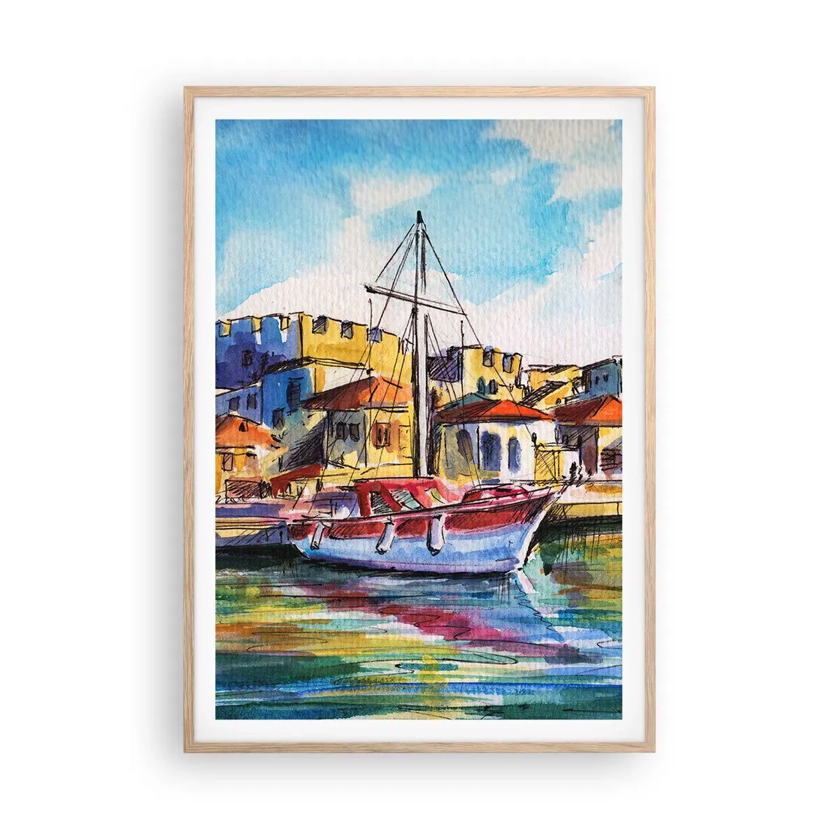 Affiche dans un chêne clair - Poster - Après-midi arc-en-ciel - 70x100 cm