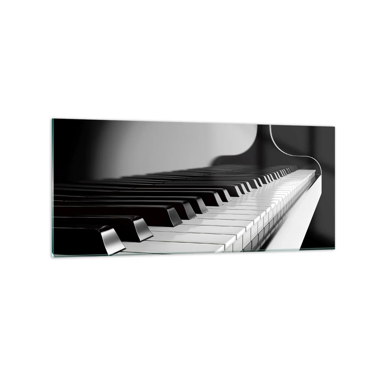 Impression sur verre - Image sur verre - Touches de piano dans une élégante photo en noir et blanc - 120x50cm - Harmonie des formes et des couleurs - Décoration murale moderne pour le salon et la chambre ARTTOR