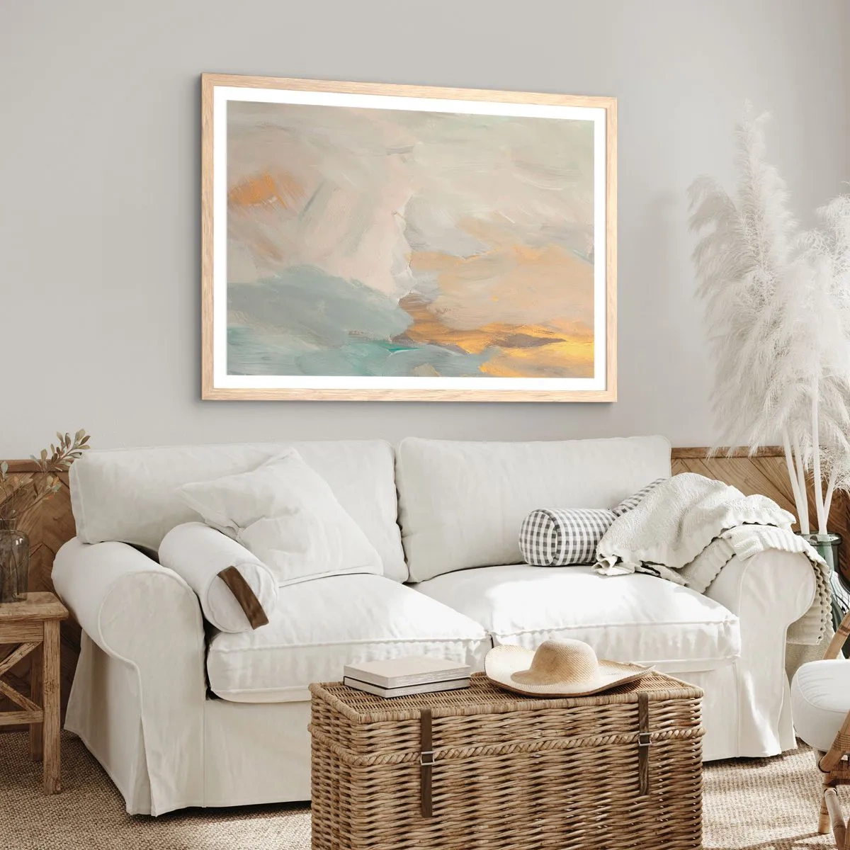 Affiche dans un chêne clair - Poster - Abstraction – le pays de la douceur - 100x70 cm