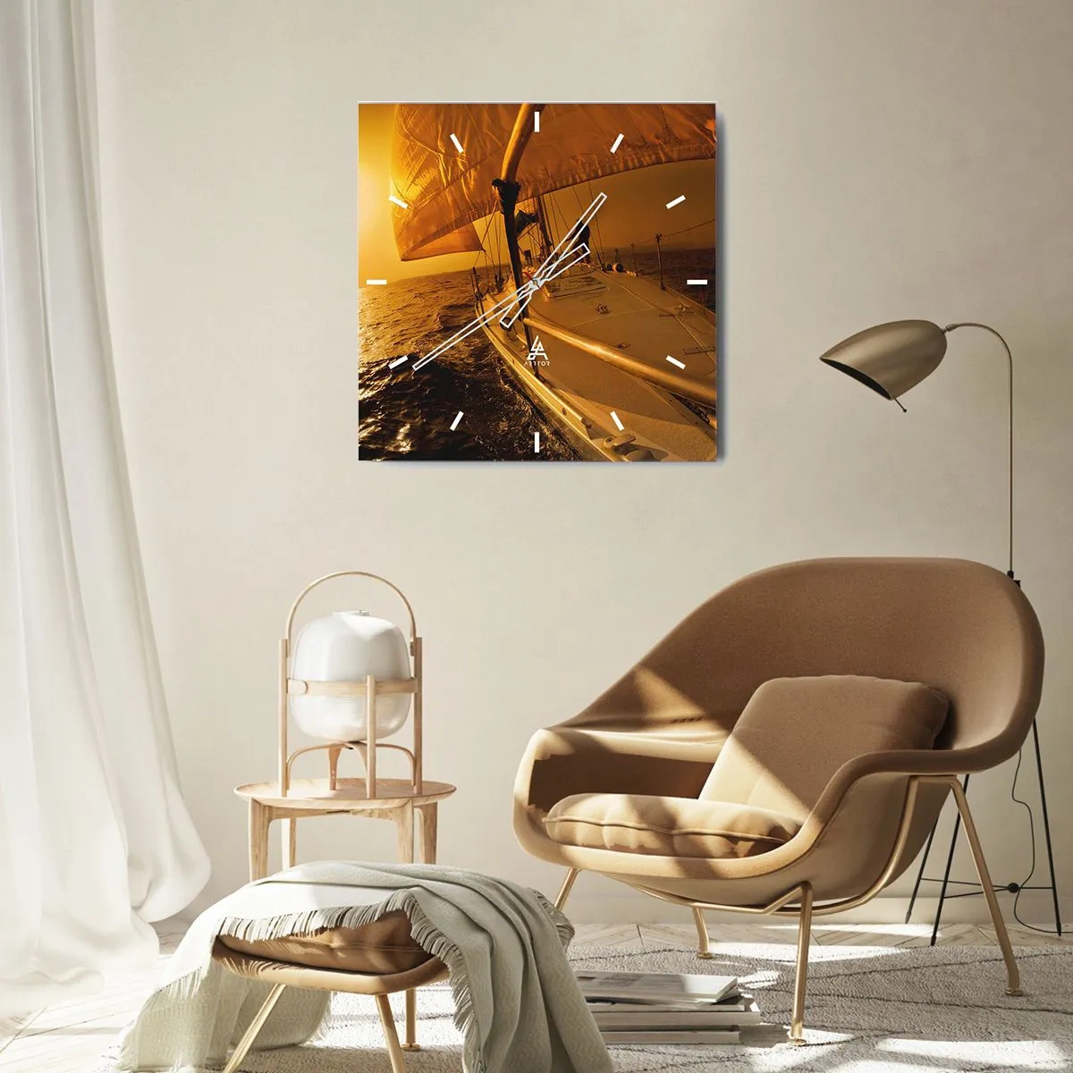 Horloge murale - Pendule murale - Une soirée en por après une journée haute en couleurs - 30x30 cm