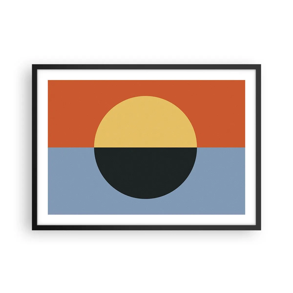 Affiche dans un cadre noir - Poster - Abstraction géométrique aux couleurs contrastées - 70x50cm - Composition de chaleur et de fraîcheur - Décoration murale moderne pour le salon et la chambre ARTTOR
