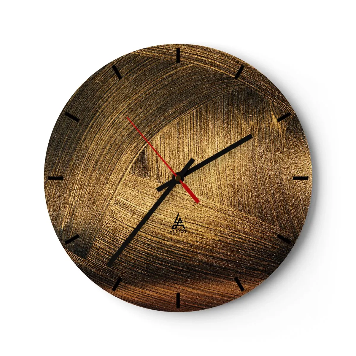 Horloge murale - Pendule murale - Texture dorée abstraite avec une brillance élégante - 30x30cm - Dans un labyrinthe en or - Décoration murale moderne pour le salon, la cuisine et la chambre ARTTOR