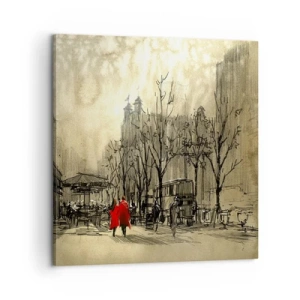 Impression sur toile - Image sur toile - Rendez-vous dans le brouillard de Londres - 60x60 cm