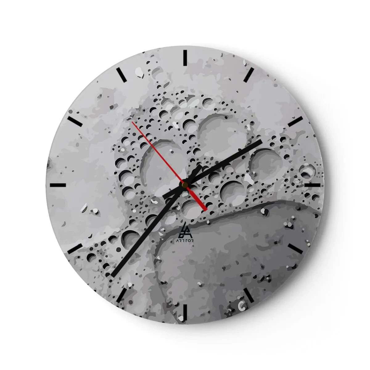 Horloge murale - Pendule murale - La surface lunaire avec de grands cratères dans des tons de gris - 30x30cm - Sentier de mousse - Décoration murale moderne pour le salon, la cuisine et la chambre ARTTOR