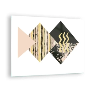 Impression sur verre - Image sur verre - Composition géométrique abstraite avec des triangles et des textures - 70x50cm - Pas si simple - Décoration murale moderne pour le salon et la chambre ARTTOR
