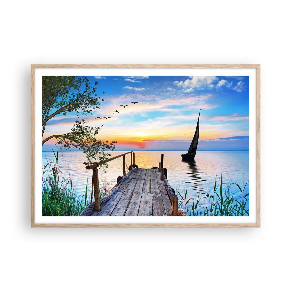 Affiche dans un chêne clair - Poster - Bonsoir! - 100x70 cm