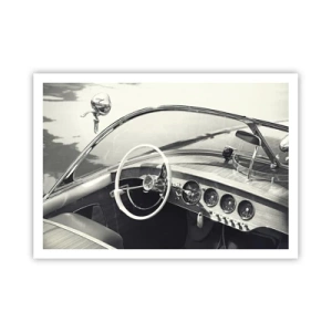 Affiche - Poster - Intérieur de voiture classique de style monochrome - 100x70cm - Temps pour riche - Décoration murale moderne pour le salon et la chambre ARTTOR