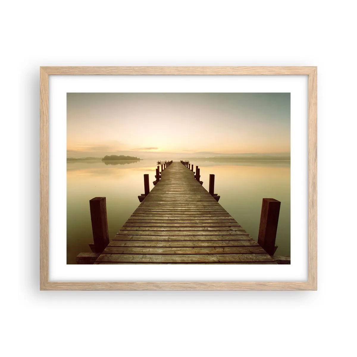 Affiche dans un chêne clair - Poster - L'aube, les premières lueurs, le jour  - 50x40 cm