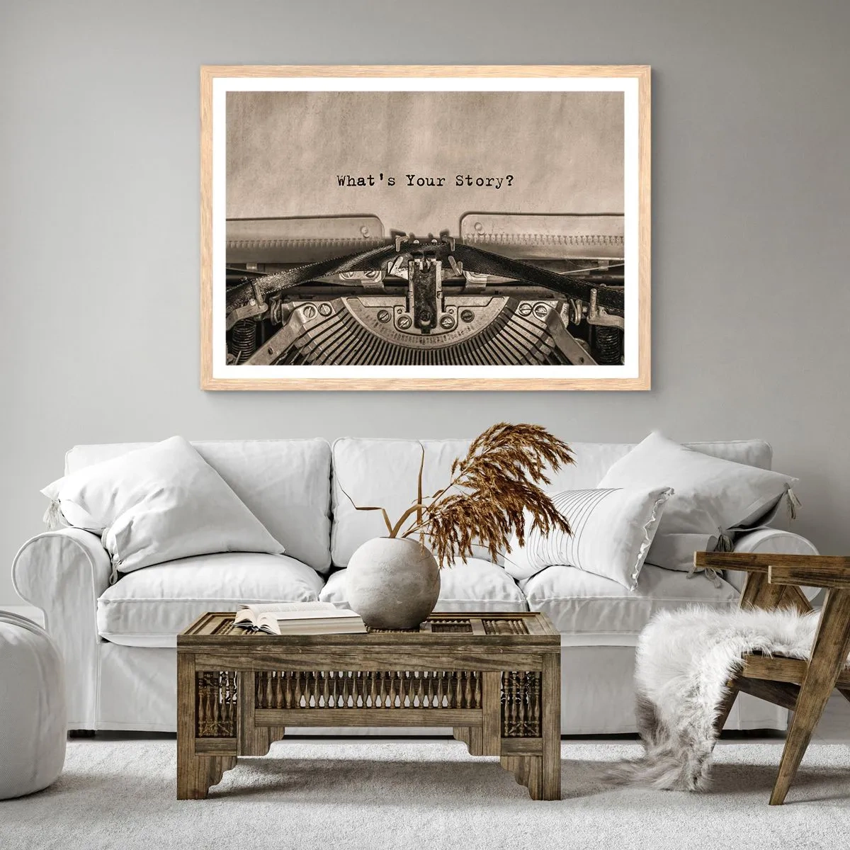 Affiche dans un chêne clair - Poster - Réponds-moi - 100x70 cm