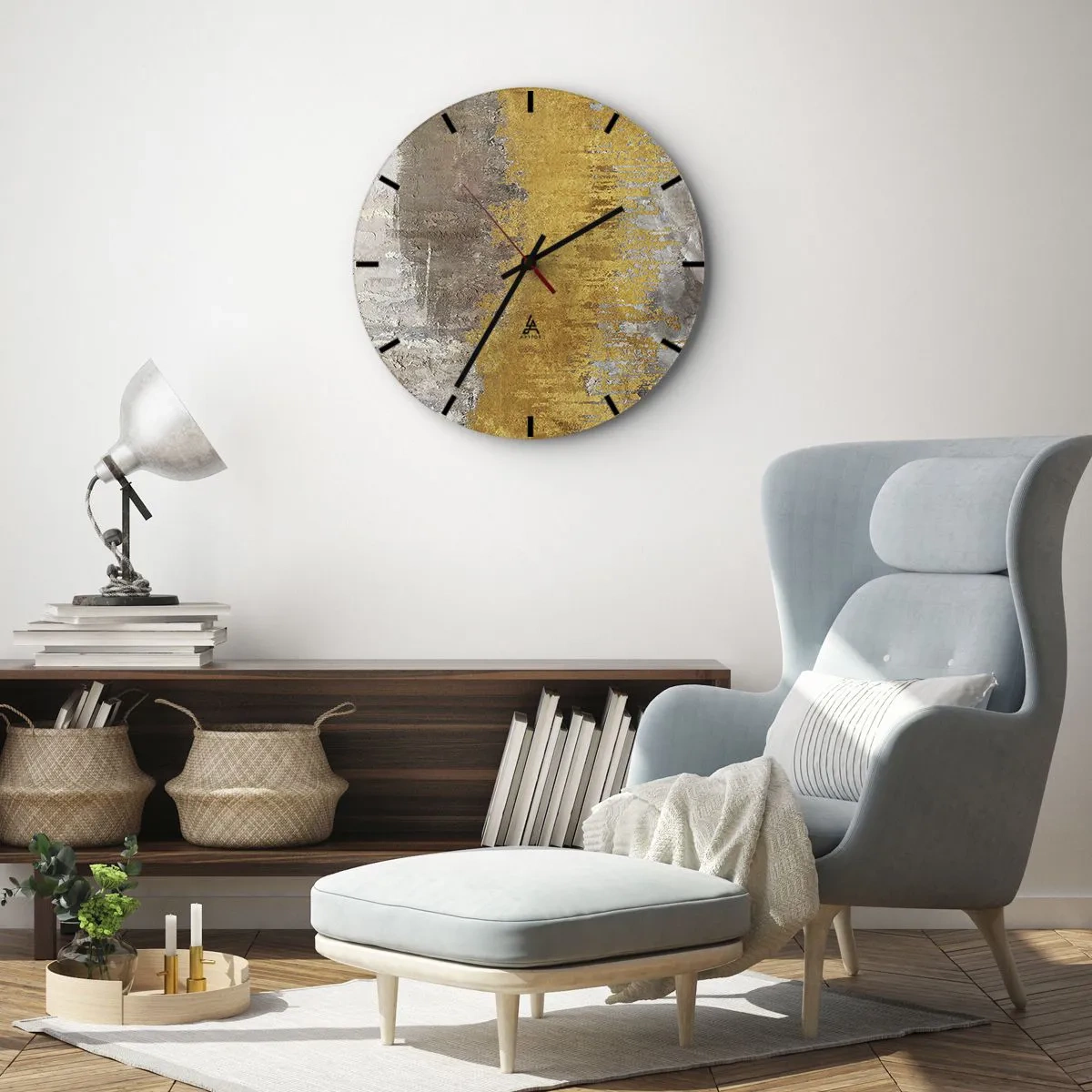 Horloge murale - Pendule murale - Texture gris-or dans un style abstrait - 30x30cm - Une explosion d'or - Décoration murale moderne pour le salon, la cuisine et la chambre ARTTOR