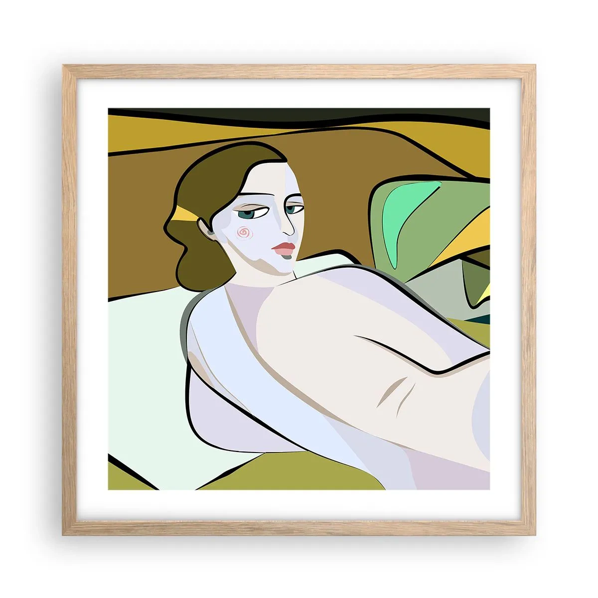 Affiche dans un chêne clair - Poster - Portrait intime - 50x50 cm