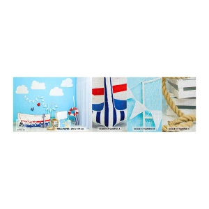 Échantillon de Papier Peint Premium Canvas - Nostalgie infantile de l'aventure - Pour les enfants, Nautique, Bateau de pêche - 100x30 cm