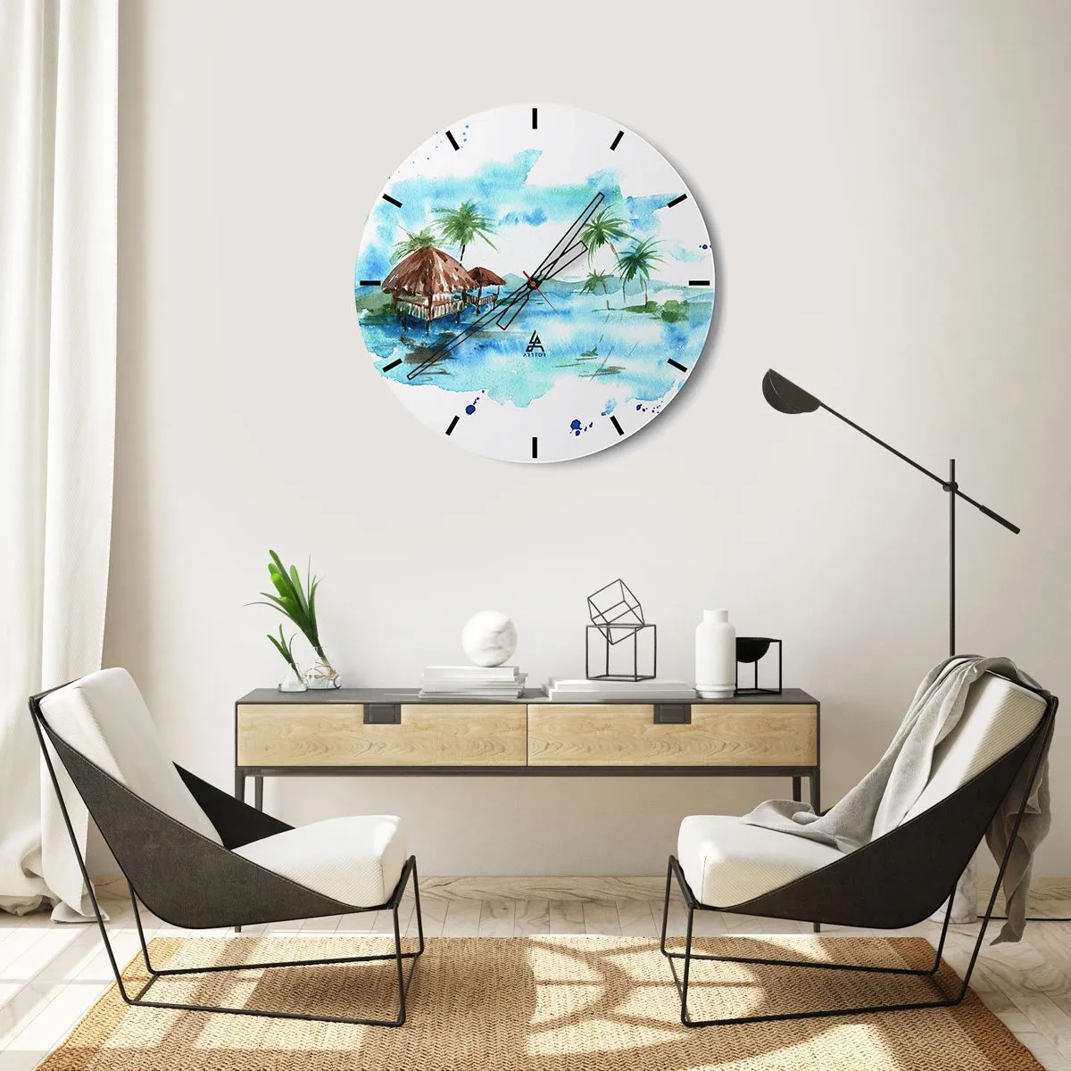Horloge murale - Pendule murale - Quelque part dans le Pacifique - 40x40 cm