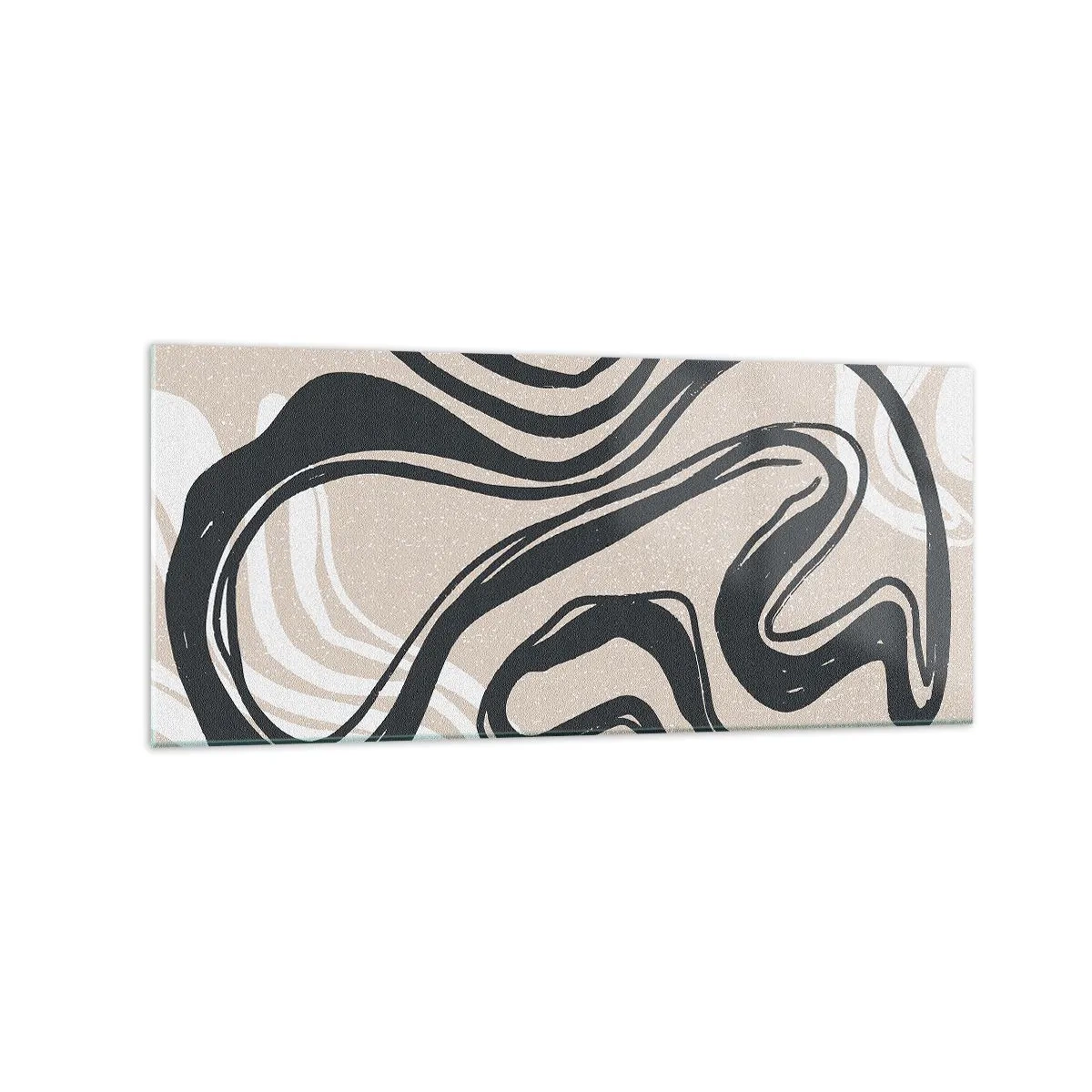 Impression sur verre - Image sur verre - Lignes abstraites dans des tons sombres sur fond beige - 120x50cm - Expression multipliée - Décoration murale moderne pour le salon et la chambre ARTTOR