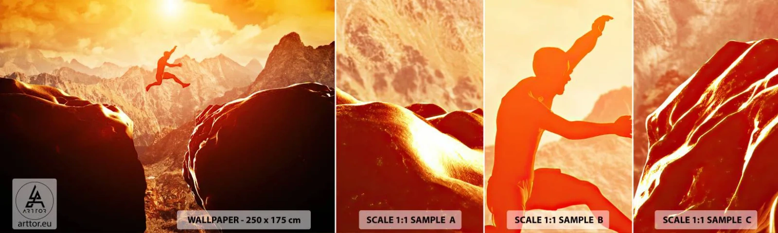 Échantillon de Papier Peint Autocollant Deluxe Sticker - Dépassement des limites - sport, Escalade, Paysage - 100x30 cm