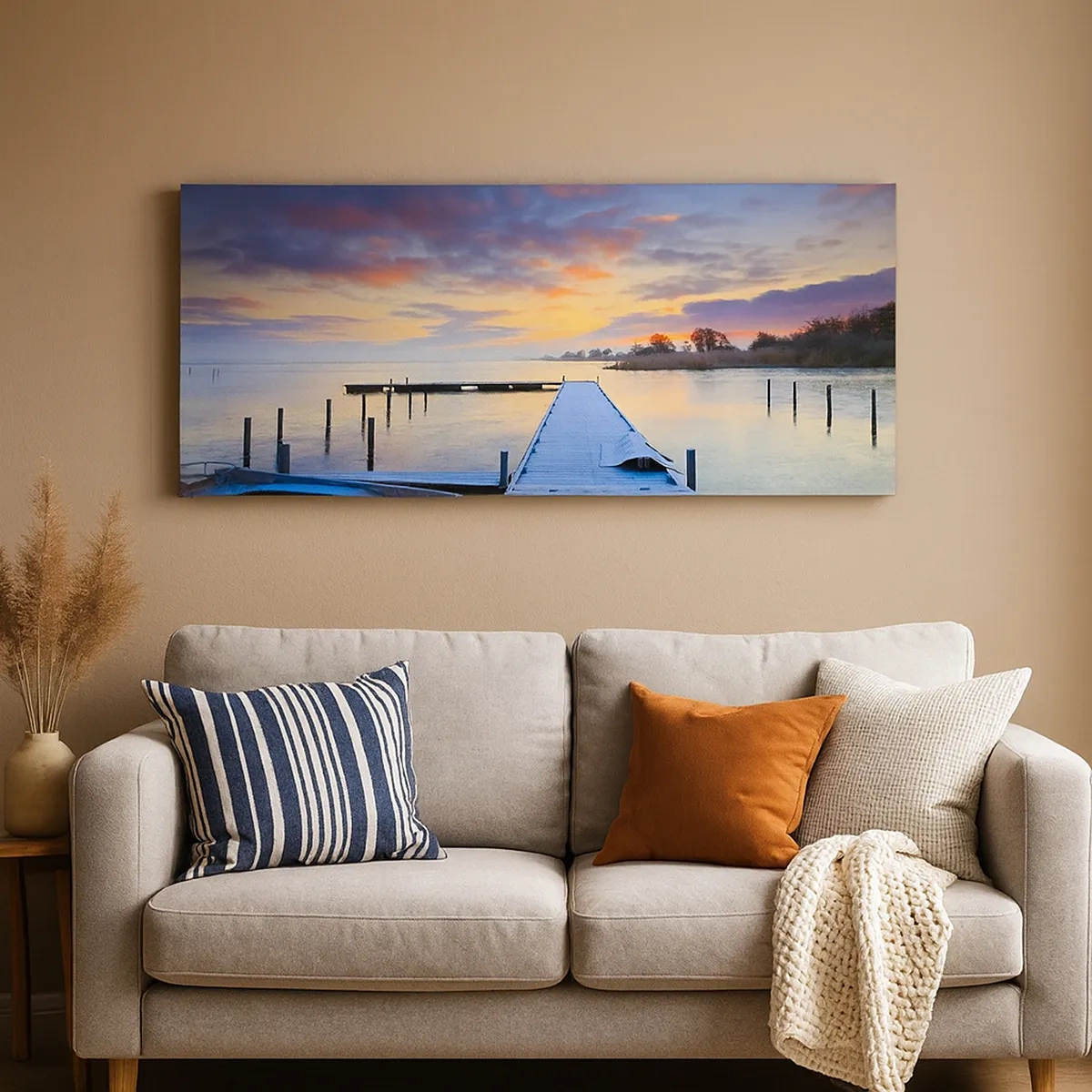 Impression sur toile - Image sur toile - Calme violet-doré - 30x30 cm