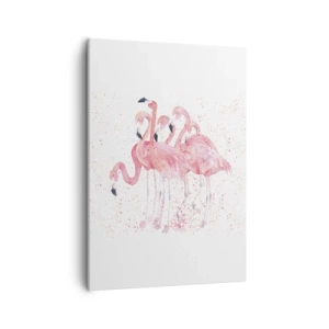 Impression sur toile - Image sur toile - Flamants roses dans un style aquarelle artistique - 50x70cm - Ensemble rose - Décoration murale moderne pour le salon et la chambre ARTTOR