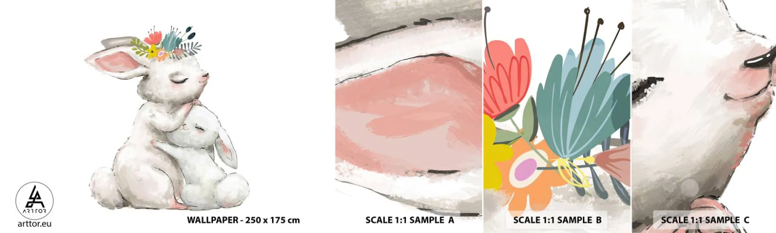 Échantillon De Papier Peint Standard Eco - Maman irremplaçable - Pour les enfants, Lapin, Mère avec enfant - 100x30 cm