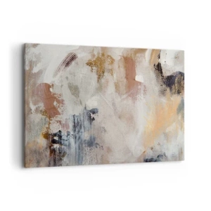Impression sur toile - Image sur toile - Taches abstraites dans des tons neutres de beige et d'or - 120x80cm - Abstraction brumeuse - Décoration murale moderne pour le salon et la chambre ARTTOR