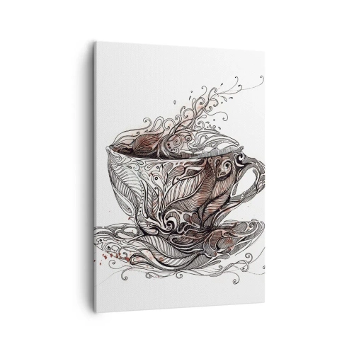 Impression sur toile - Image sur toile - Tasse à café décorative avec un motif artistique - 50x70cm - Du thé, bon pour tout - Décoration murale moderne pour le salon et la chambre ARTTOR