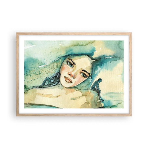 Affiche dans un chêne clair - Poster - Suis-je bleu? - 70x50 cm