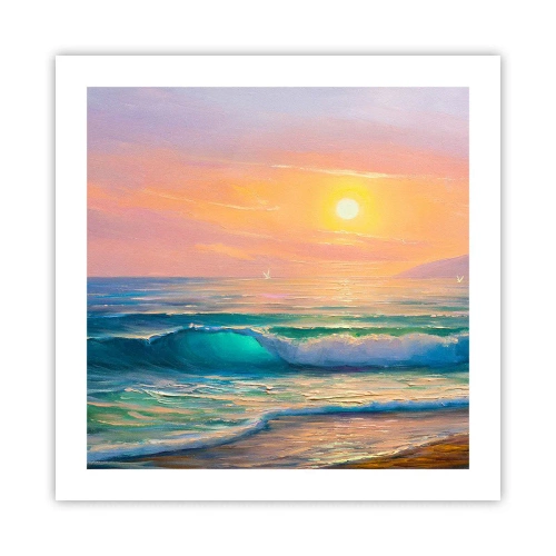 Affiche - Poster - Le chant turquoise des vagues - 50x50 cm