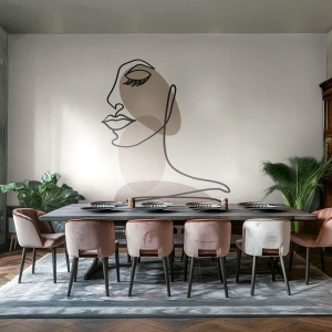 Papier Peint Photo Premium Canvas - Une certaine ligne de beauté - Abstraction, Visage de femme, Graphique - 200x140 cm