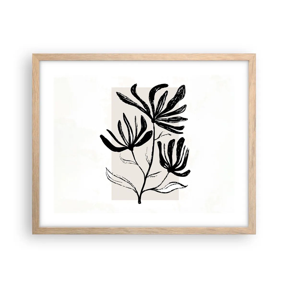 Affiche dans un chêne clair - Poster - Esquisse pour l'herbier - 50x40 cm