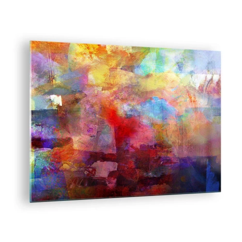 Impression sur verre - Image sur verre - Abstraction colorée aux nuances intenses - 70x50cm - Regardez à l'intérieur de l'arc-en-ciel - Décoration murale moderne pour le salon et la chambre ARTTOR