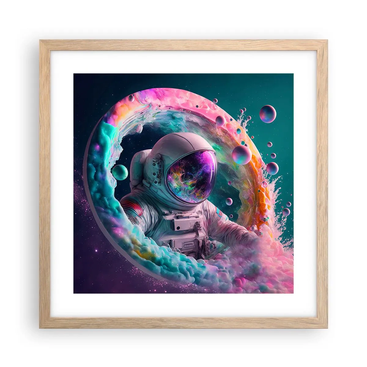 Affiche dans un chêne clair - Poster - porte des étoiles - 40x40 cm