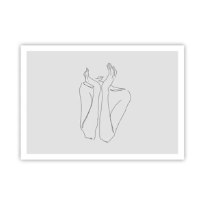 Affiche - Poster - Dessin au trait minimaliste du visage et des mains - 100x70cm - De quoi rêvent les femmes - Décoration murale moderne pour le salon et la chambre ARTTOR