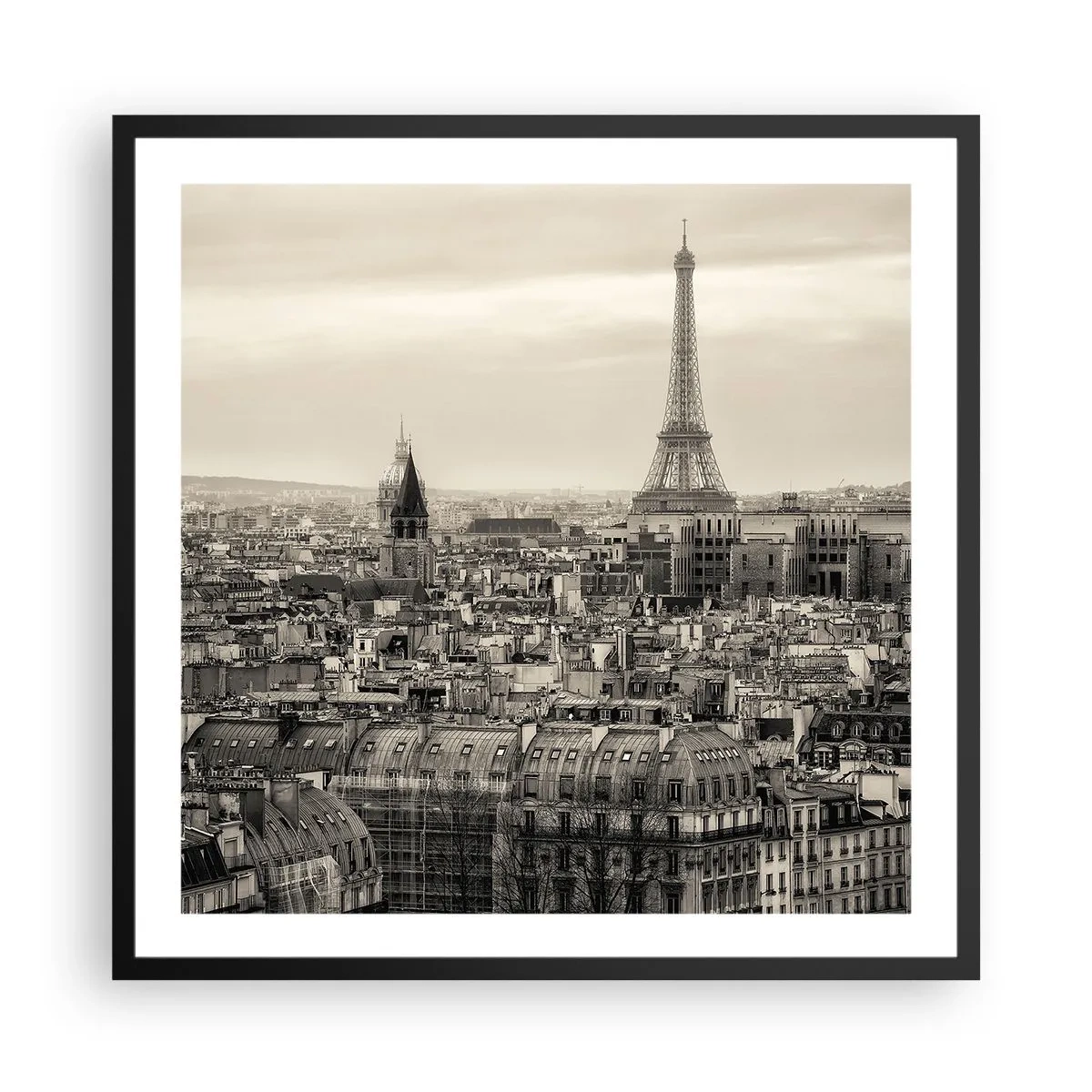 Affiche dans un cadre noir - Poster - Sur les toits de Paris - 60x60 cm