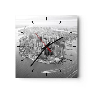 Horloge murale - Pendule murale - Vue aérienne de Manhattan en noir et blanc - 30x30cm - Comment ne pas aimer ? - Décoration murale moderne pour le salon et la chambre ARTTOR
