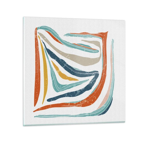 Impression sur verre - Image sur verre - Abstraction avec un sourire amical - 50x50 cm