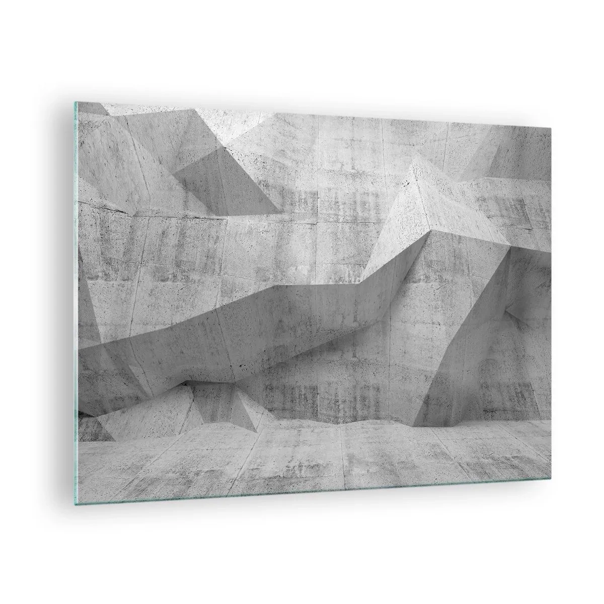Impression sur verre - Image sur verre - Structure géométrique en béton dans des tons de gris - 70x50cm - Un vrai challenge - Décoration murale moderne pour le salon et la chambre ARTTOR