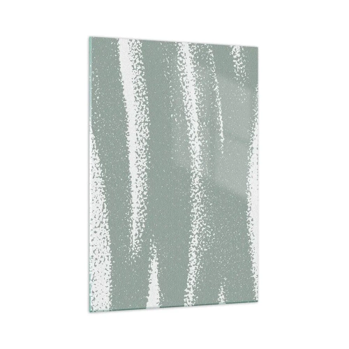 Impression sur verre - Image sur verre - Vagues d'hiver dans les tons menthe et blanc - 70x100cm - Abstraction dans un climat hivernal - Décoration murale moderne pour le salon et la chambre ARTTOR