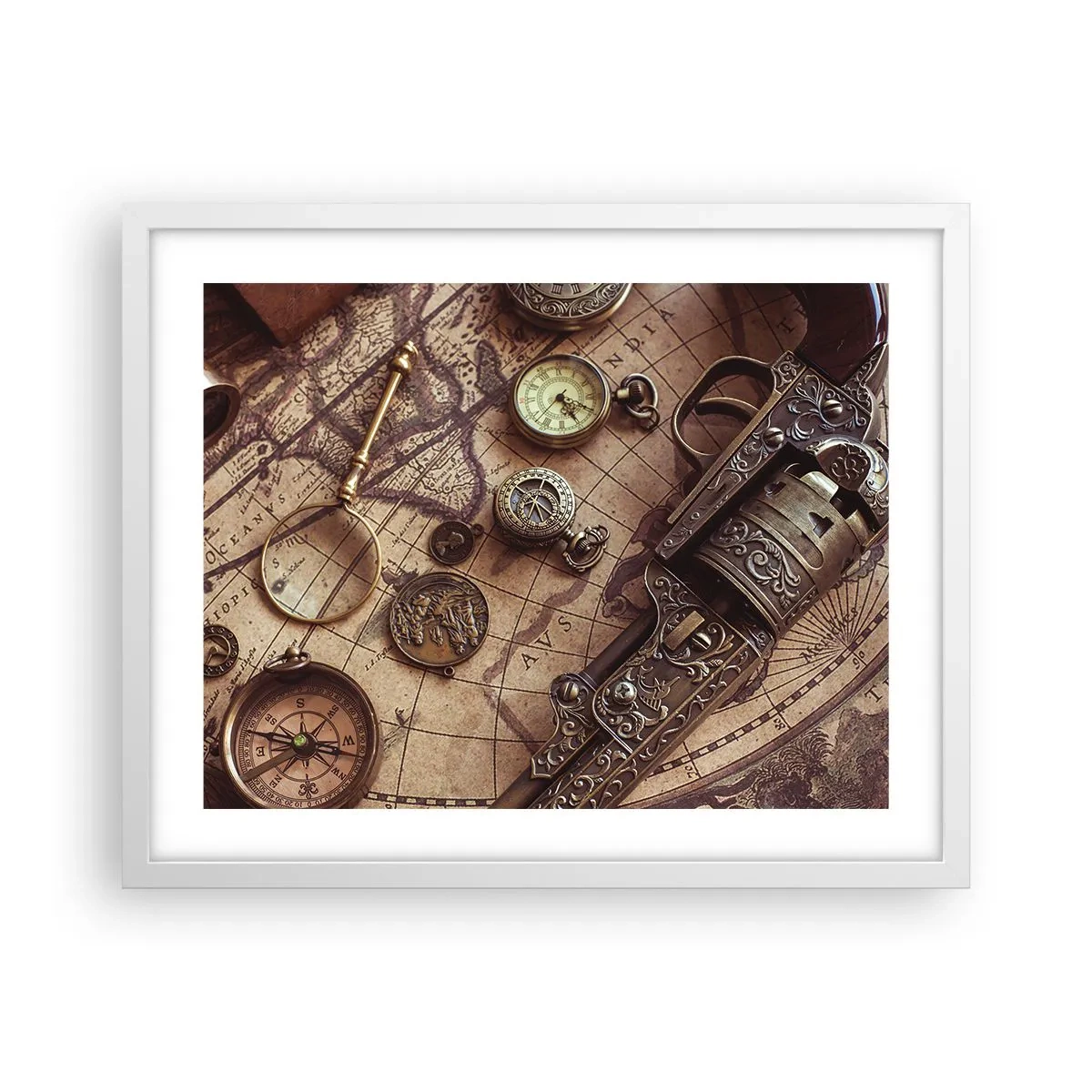 Affiche dans un cadre blanc - Poster - L'aventure appelle - 50x40 cm