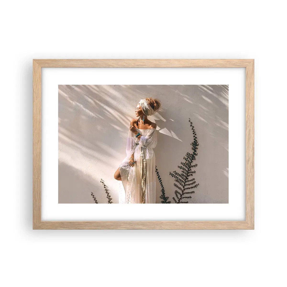 Affiche dans un chêne clair - Poster - Le soleil et la fille - 40x30 cm