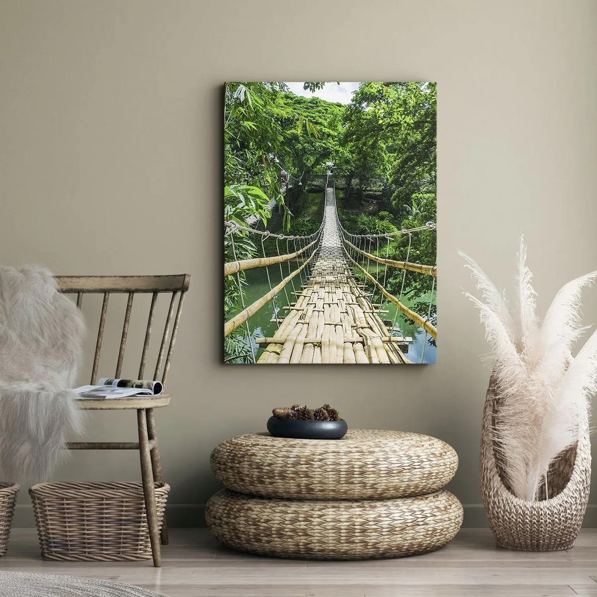 Impression sur toile - Image sur toile - Pont de singe en pleine nature - 65x120 cm