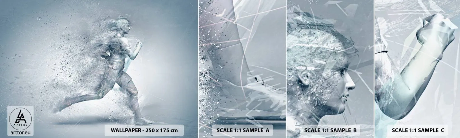 Échantillon de Papier Peint Autocollant Deluxe Sticker - Une énergie cristalline - Abstraction, Graphique, Coureur - 100x30 cm