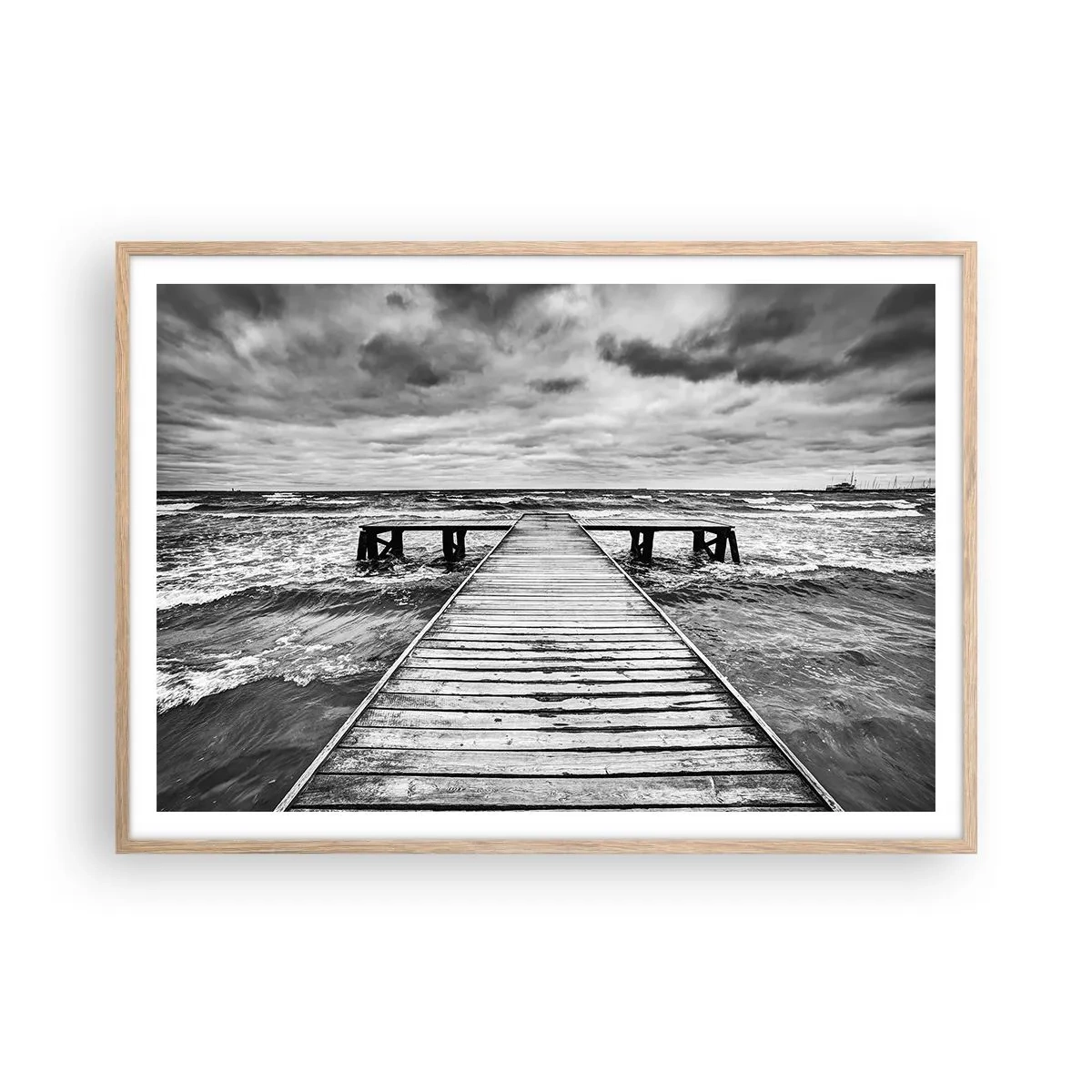 Affiche dans un chêne clair - Poster - J'attends que le vent, ça le chassera... - 100x70 cm