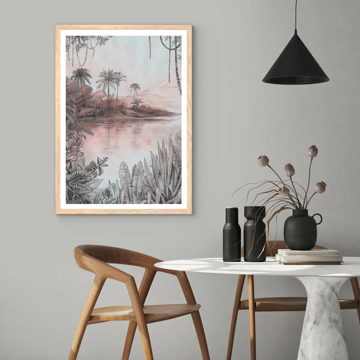 Affiche dans un chêne clair - Poster - Journal d'un explorateur du XIXe siècle - 70x100 cm